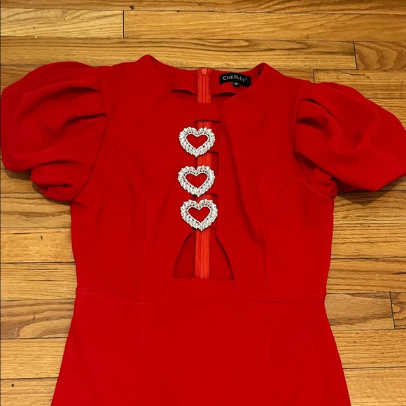 Charley Chic Red Puff Sleeve Mini Dress - Picture 5 of 8